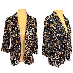Robert Louis Cardigan Size Small Open Front Leopard Print
